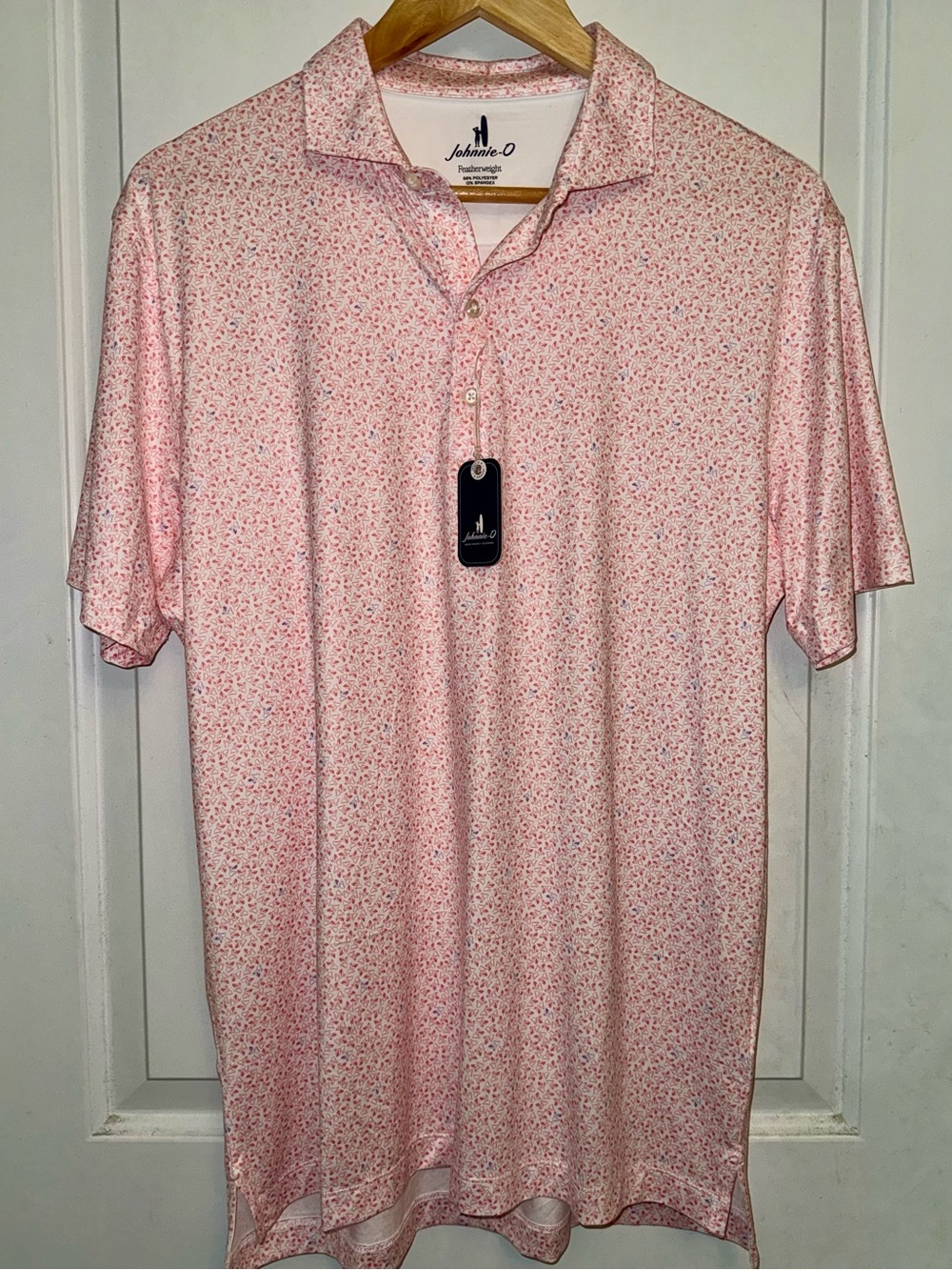 johnnie-O NWT Pelican Print Featherweight Polo in "Azalea"